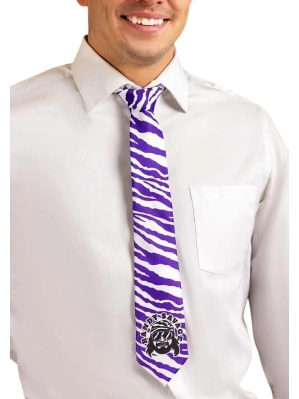 WWE Men’s Macho Man Randy Savage Purple White Tie NEW NWT
